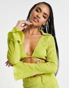Simmi Cropped Strap Detail Shirt In Lime - Part Of A Set-green