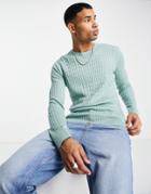Hollister Cable Knit Sweater In Green