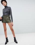 Asos Belted Runner Shorts In Sporty Nylon - Green