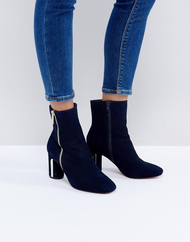 Faith Betina Metal Heeled Boots - Navy