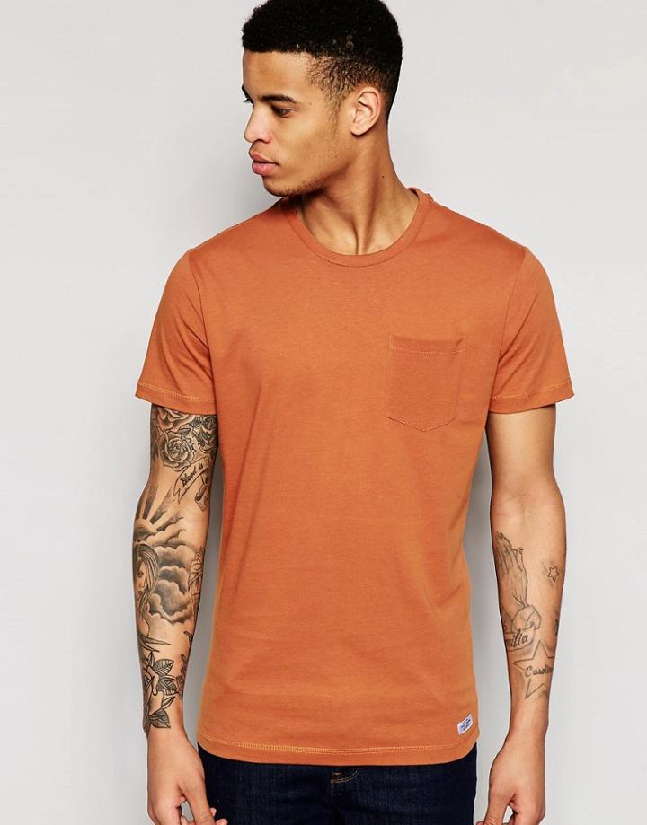 Pull & Bear T-shirt With Pocket Detail In Orange - Orange