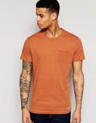 Pull & Bear T-shirt With Pocket Detail In Orange - Orange