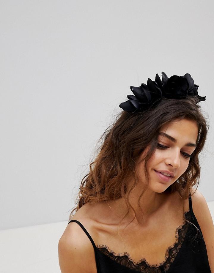 Asos Occasion Floral Side Headband - Black