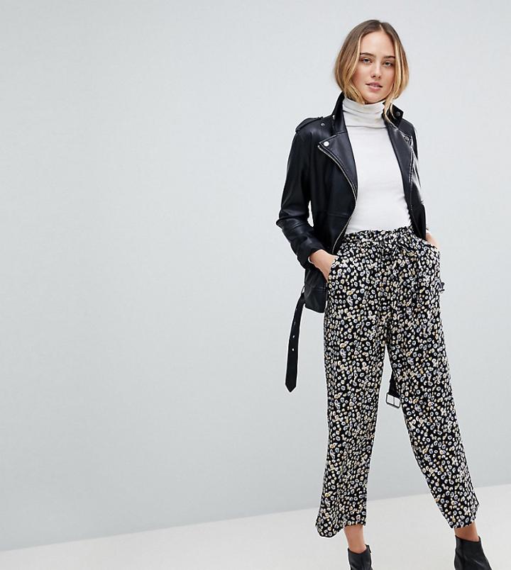 Y.a.s Tall Sunia Ditsy Floral Print Wide Leg Pants - Brown