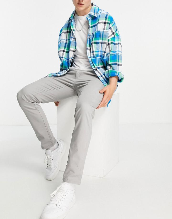 Topman Organic Cotton Blend Slim Chino In Light Gray-grey