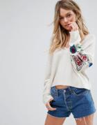 Wildfox Wildlife Beaded Embroidery Sweater - White