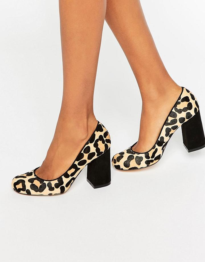Dune Alohaa Leopard Pony Square Toe Heeled Shoes - Multi