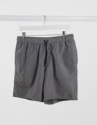 Asos Design Swim Shorts In Charcoal Mid Length-grey