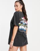 Crooked Tongues Oversized T-shirt With Ice Cream Van Print In Black