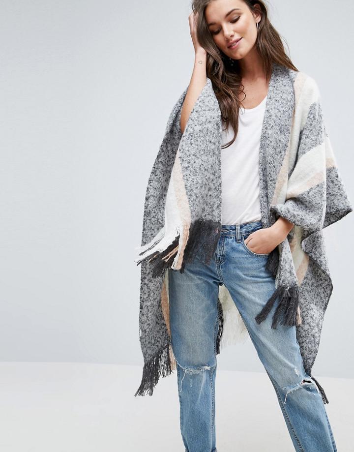 Y.a.s Lisa Knit Poncho - Gray