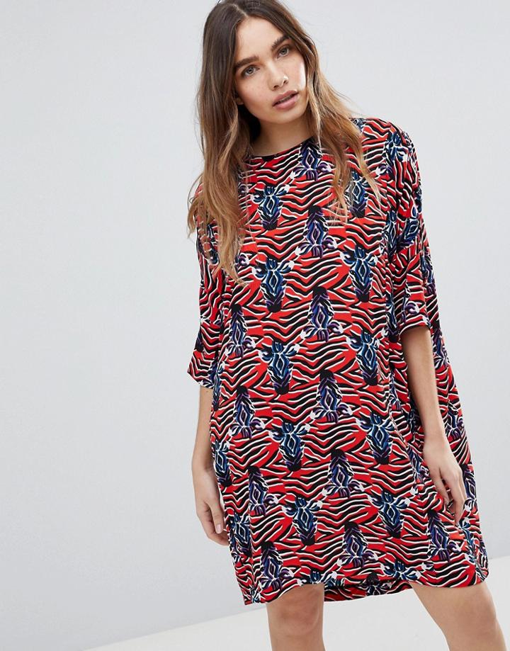 Monki Zebra Print T-shirt Dress - Red