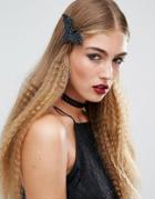 Orelia Halloween Glitter Bar Hair Clip - Black
