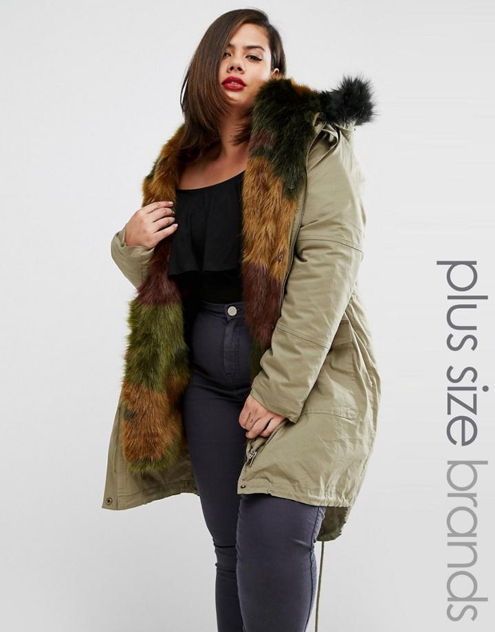 Alice & You Premium Parka With Faux Fur Trim - Green
