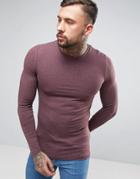 Asos Muscle Fit Long Sleeve T-shirt In Red - Red
