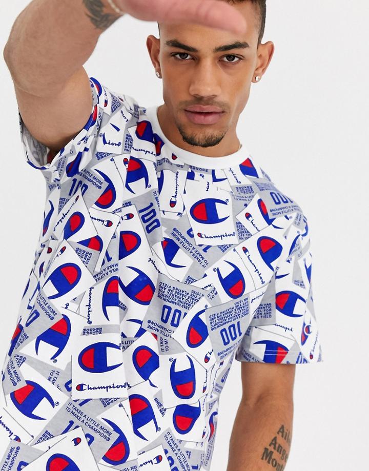 Champion Heritage T-shirt With All-over Print In White