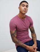 Asos Design Organic Muscle Fit T-shirt With Crew Neck In Purple - Purple