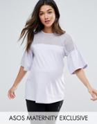 Asos Maternity T-shirt With Mesh Panel - Purple