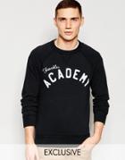 Franklin & Marshall Sweatshirt With Academy Print Exclusive To Asos - Black