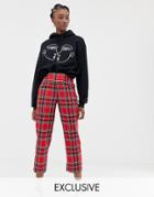Reclaimed Vintage Inspired Pants In Check - Red