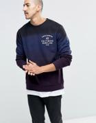 Asos Dip Dye Sweatshirt With Chest Print - Blue