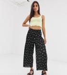 Asos Design Petite Plisse Culotte Pants In Neon Pop Ditsy Print - Multi