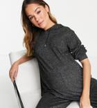 Loungeable Maternity Soft Knit Lounge Hoodie In Charcoal Heather-gray