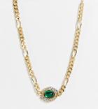 Reclaimed Vintage Inspired Statement Necklace With Chunky Chain And Emerald Stone In Gold
