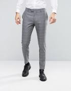Jack & Jones Premium Slim Suit Pant With Check - Gray