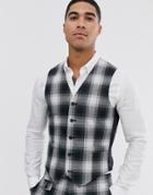 Asos Design Slim Suit Suit Vest In Gray Cotton Check
