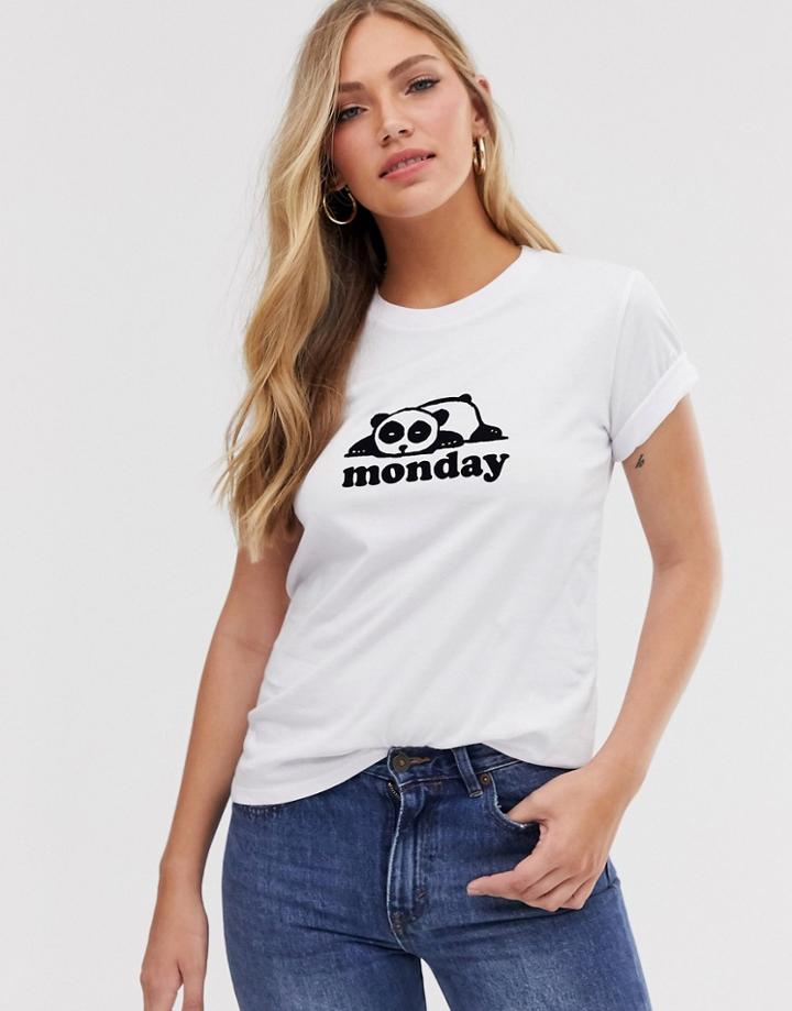 French Connection Monday Panda T-shirt-white