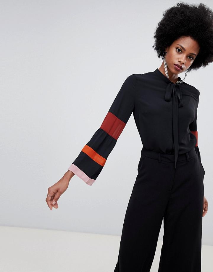 Sisley Flared Stripe Sleeve Blouse - Multi