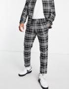 Topman Tapered Check Pants In Black And White - Part Of A Set