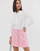 Neon Rose Shirt With Oversized Peter Pan Collar And Lace Trim - White