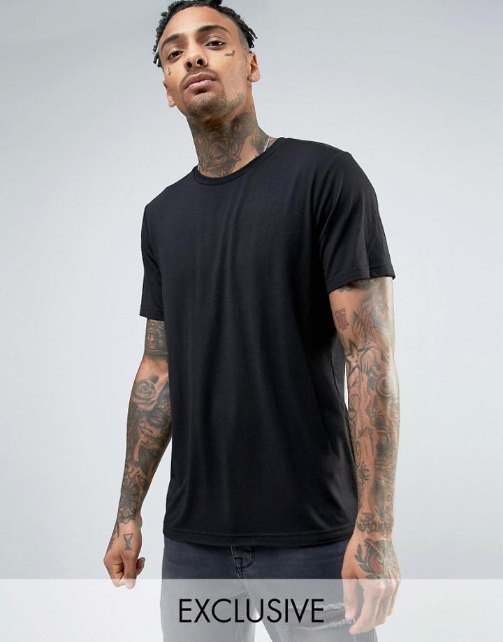 Mennace T-shirt With Raw Hem In Black - Black