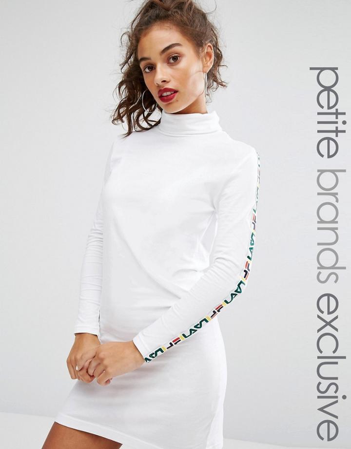 Fila Petite Roll Neck Jersey Bodycon Dress - White