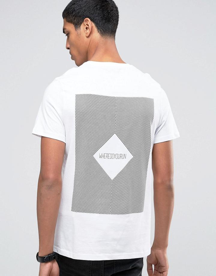 Celio Crew Neck T-shirt With Front And Back Print - White