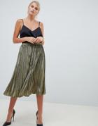 Forever Unique Metallic Gold Pleated Skirt - Gold