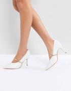 Kurt Geiger V Cut Mid Kitten Heel With Strap - White