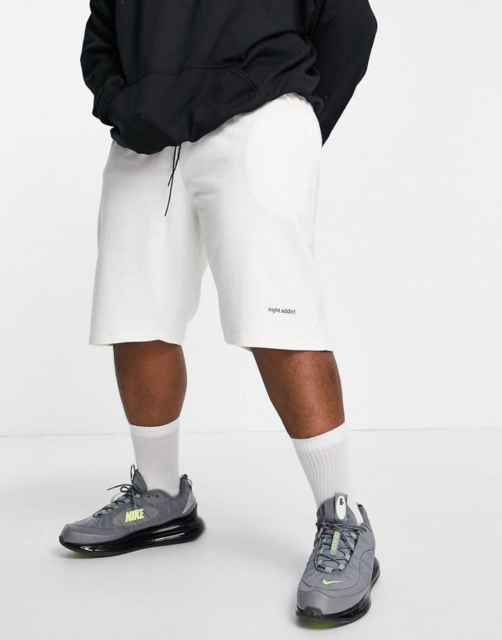 Night Addict Logo Shorts In Stone-white