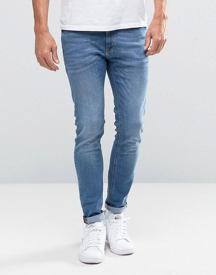 Jack & Jones Skinny Jeans In Light Blue Wash - Black