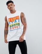 Asos Sleeveless T-shirt With Dropped Armhole With I Ain't Sorry Print - White