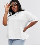 Asos Design Curve Smock Top With Hem Detail-white
