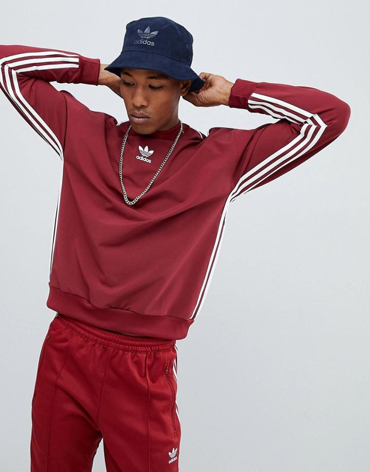 Adidas Originals Authentic Stripe Sweat In Red Dh3836 - Red