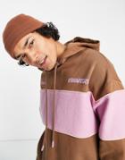 Crooked Tongues Hoodie With Terry Detail In Brown