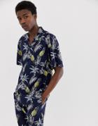Fairplay Capone Shirt With Pineapple Print In Navy - Black