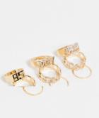 Ego Chain Onyx Pack Of 9 Rings In Gold