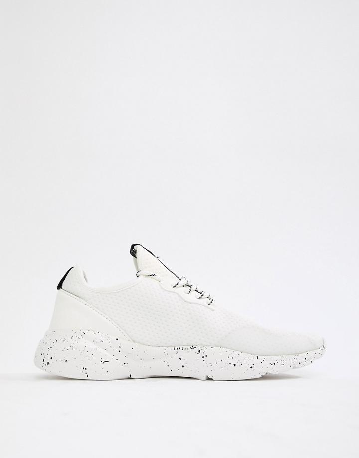 Bershka Sneaker In White With Speckled Sole - White