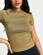 Asos 4505 Short Sleeve T-shirt With Seaming Detail-green