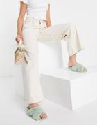 Asos Design High Rise 'relaxed' Dad Jeans With Pleat Fronts In Ecru-white