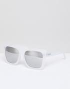 Quay Australia Caf Racer Square Frame Flat Top Sunglasses - White